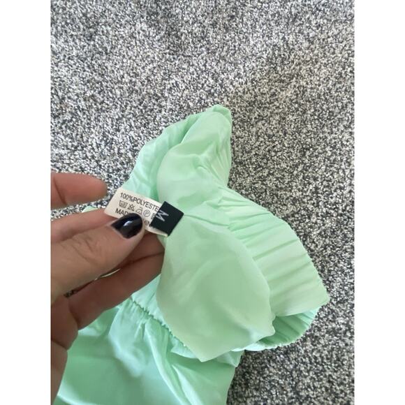 Mint Green Flowy Maxi Skirt Size Medium Elastic Waist NWOT Chiffon High Waisted - Picture 4 of 6